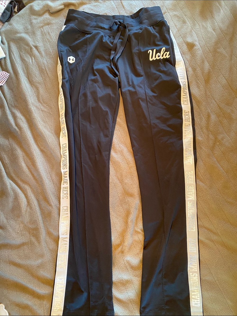 Under Armour UCLA Black Track Joggers with White Side Tape